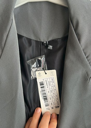 Düğmeli Gri Kadın Blazer Ceket - Görsel 2