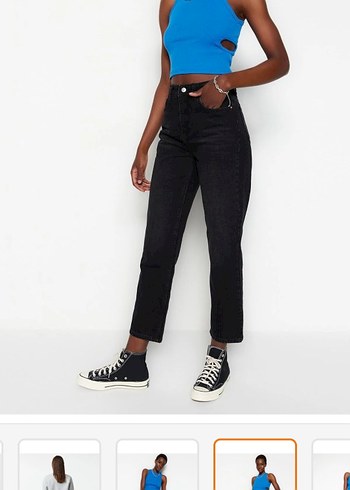 Siyah Midi Boy Regular Fit Kadın Kot Pantolon - Görsel 2