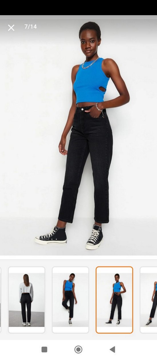 Siyah Midi Boy Regular Fit Kadın Kot Pantolon - Görsel 2