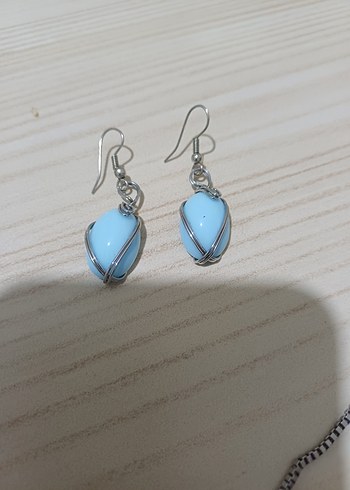 Turkuaz Mini Boncuklu Kadın Küpeler - Görsel 2