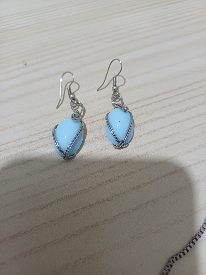 Turkuaz Mini Boncuklu Kadın Küpeler - Görsel 2