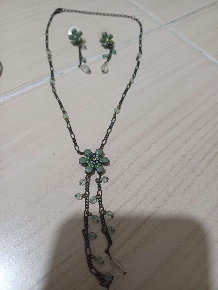 Turkuaz Çiçekli Uzun Boncuklu Bohem Kolye - Görsel 3