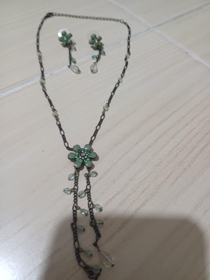 Turkuaz Çiçekli Uzun Boncuklu Bohem Kolye - Görsel 2