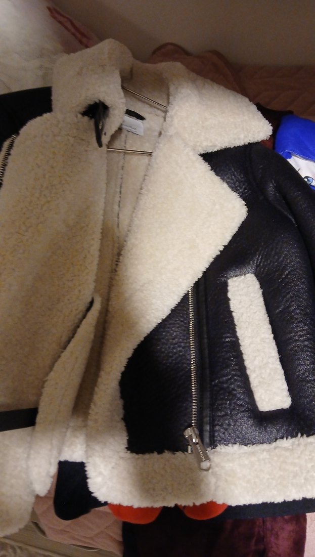 Kürklü Siyah Deri Kadın Biker Ceket - Görsel 3