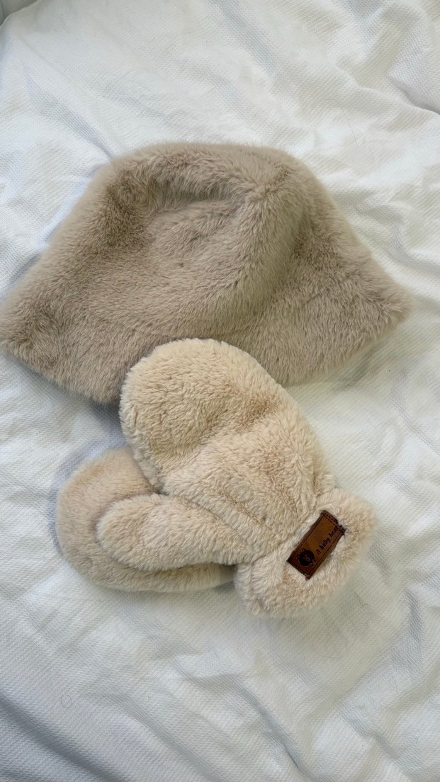 Bej Peluş Eldiven - Görsel 2