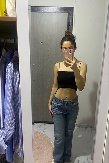s Beden Mavi düşük bel jean