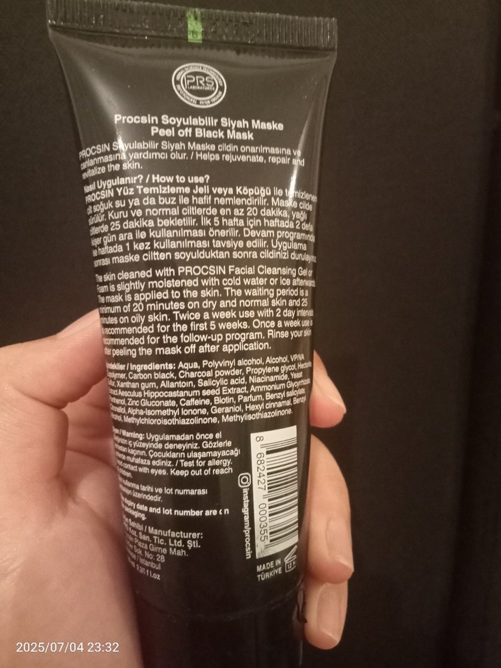 Procsin Aktif Karbon Siyah Maske 100 ml - Görsel 4