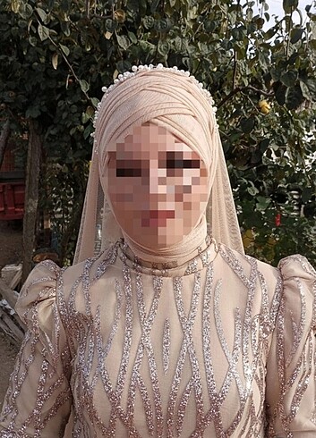 Bej rengi hazır duvak - Görsel 3