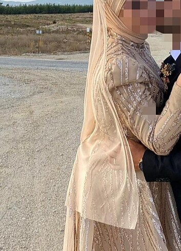 Bej rengi hazır duvak - Görsel 5