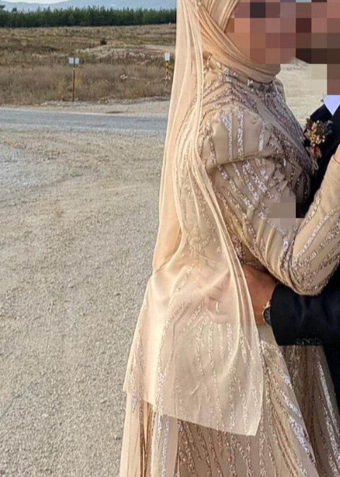 Bej rengi hazır duvak - Görsel 5