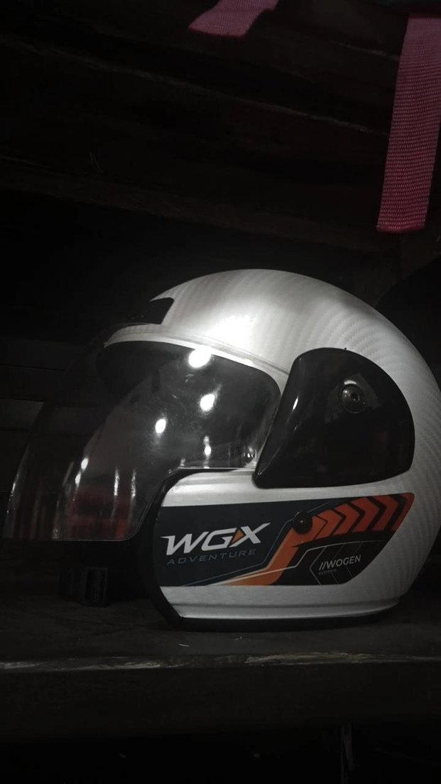 Diger Beyaz Parlak Biker Kask WGX - Görsel 2