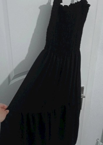 Siyah Askılı elbise - Görsel 6