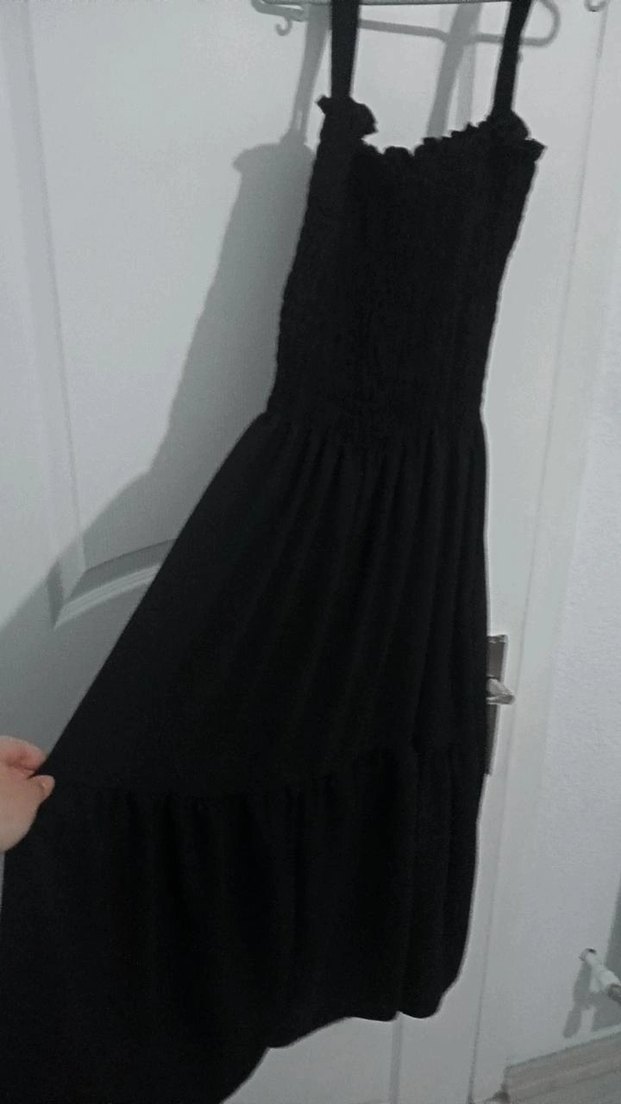 Siyah Askılı elbise - Görsel 3