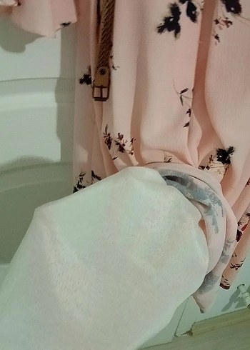 Düğmeli Pembe Çiçekli Bohem Uzun Elbise - Görsel 6