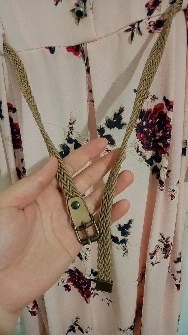 Düğmeli Pembe Çiçekli Bohem Uzun Elbise - Görsel 3