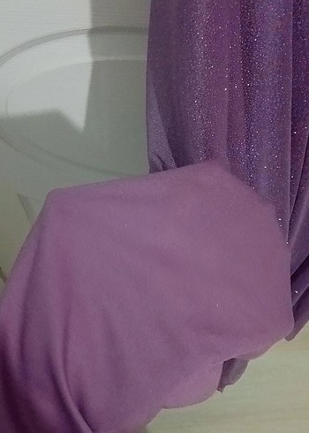 Mor Uzun Drapeli Kadın Abiye Elbise - Görsel 8