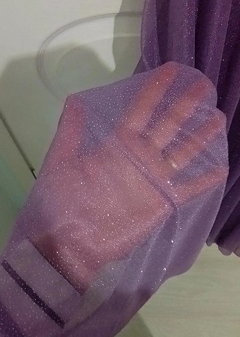 Mor Uzun Drapeli Kadın Abiye Elbise - Görsel 7