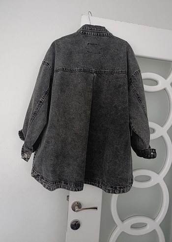Diğer Gri Düğmeli Kadın Denim Ceket
