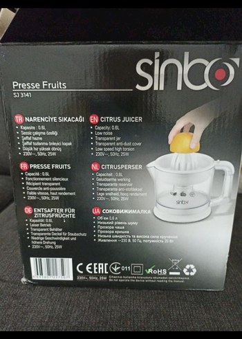 Sinbo SJ 3141 Portakal Sıkacağı - Görsel 4