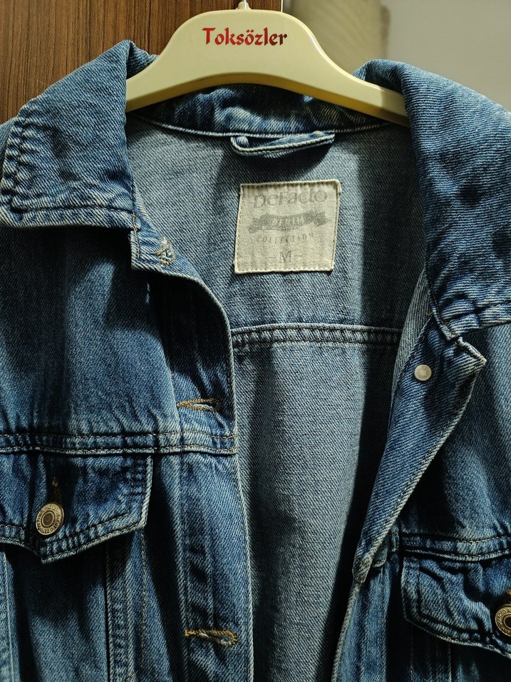 defacto kadın uzun kot ceket - Görsel 5