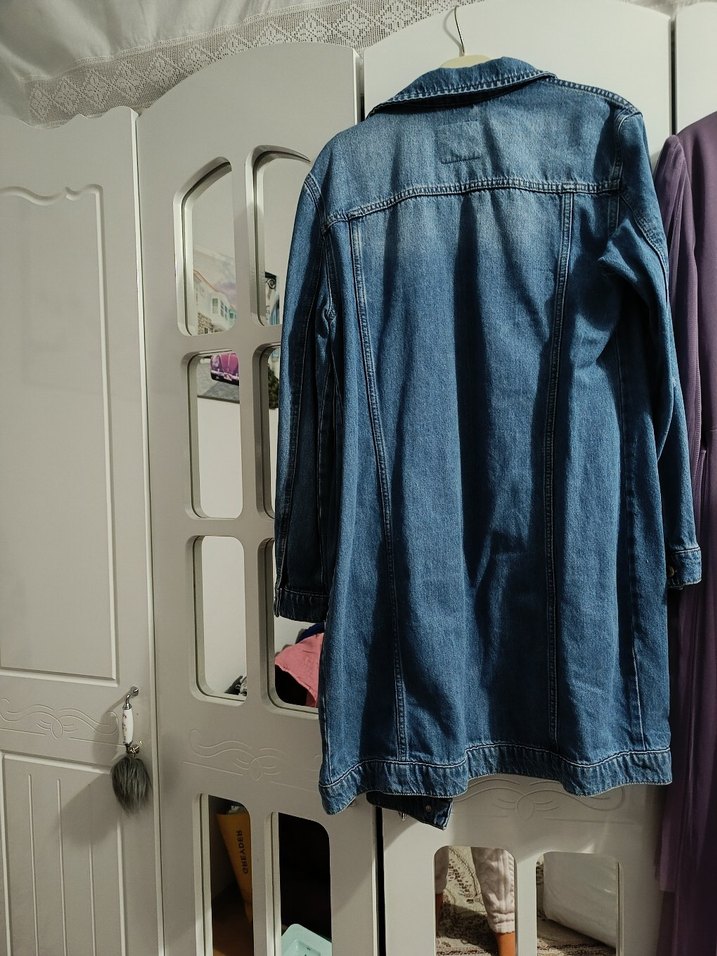 defacto kadın uzun kot ceket - Görsel 2