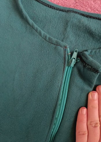 kadın Yeşil Uzun Kaban - Görsel 2