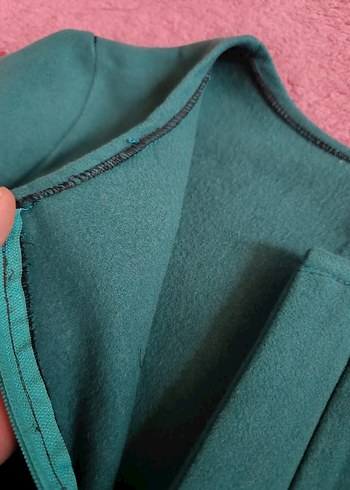 kadın Yeşil Uzun Kaban - Görsel 3