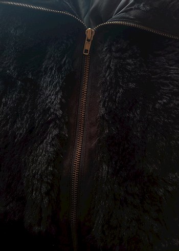 Siyah crop kürk Kadın Ceket - Görsel 2