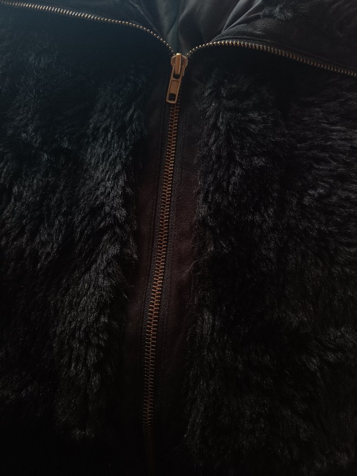 Siyah crop kürk Kadın Ceket - Görsel 2