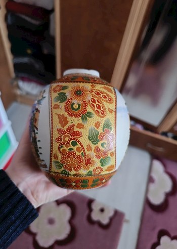 geyşa japon işi Çok Renkli Geleneksel Desenli Vazo - Görsel 3