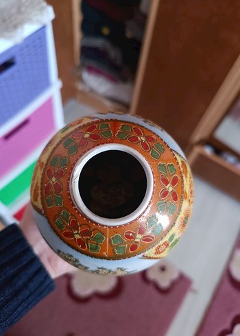 geyşa japon işi Çok Renkli Geleneksel Desenli Vazo - Görsel 5