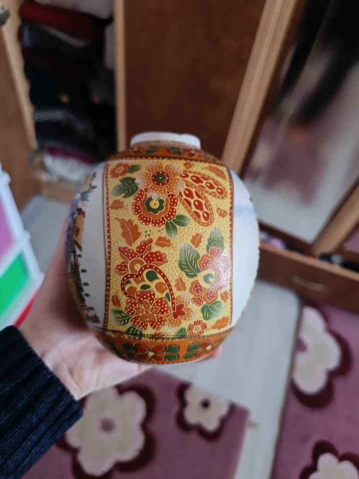 geyşa japon işi Çok Renkli Geleneksel Desenli Vazo - Görsel 3