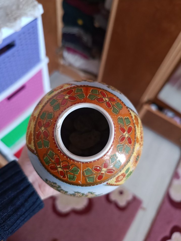 geyşa japon işi Çok Renkli Geleneksel Desenli Vazo - Görsel 5