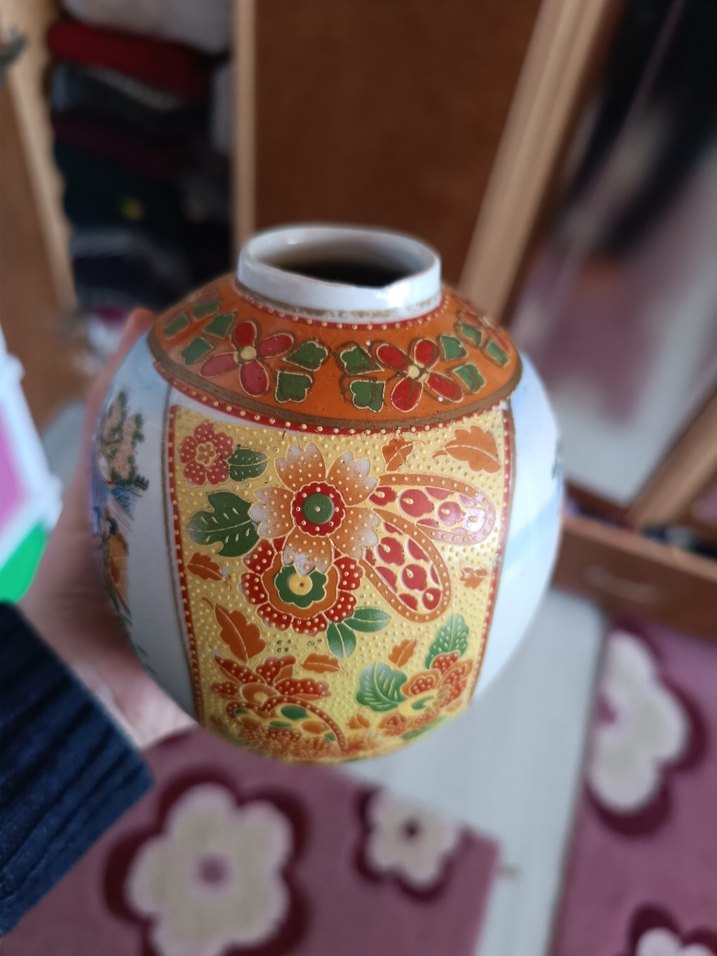 geyşa japon işi Çok Renkli Geleneksel Desenli Vazo - Görsel 2