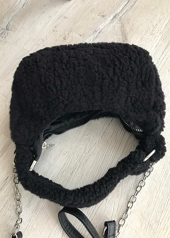Defacto Siyah Zincir Detaylı Kadın Peluş Çanta