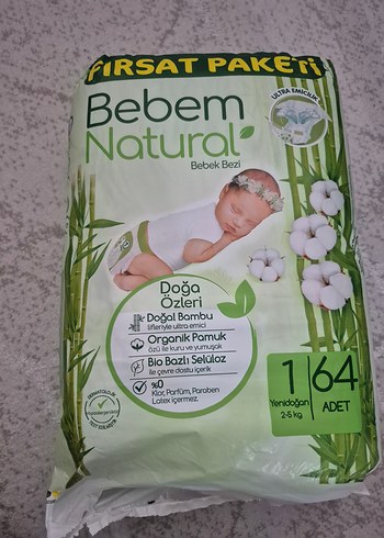 Bebem Natural Bebek Bezi 64'lü 2-5 kg