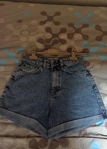 Kadın Gri Denim Mini Şort