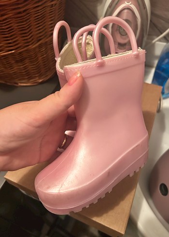 21 Beden Kız Çocuk Pembe Lastik Çizme