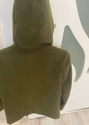 Düğmeli yağ yeşili kaşe kaban - Görsel 2