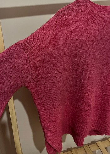 Pembe Örgü Kadın Kazak - Görsel 2