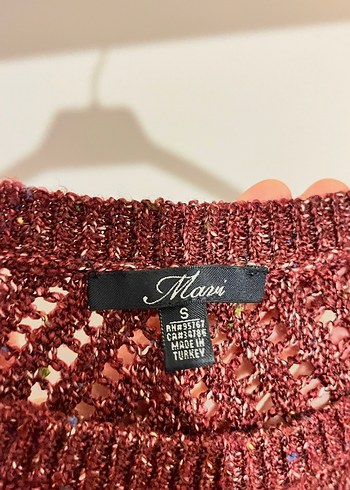 Bordo Örgü Kadın Kazak, Uzun Kollu, Bohem Tarz - Görsel 3