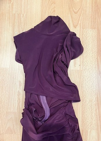 Mor Drapeli Midi Kadın Elbise - Görsel 2