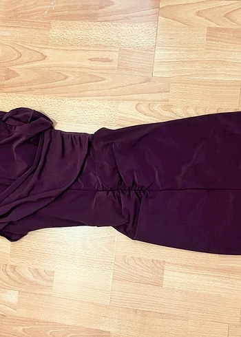 Mor Drapeli Midi Kadın Elbise - Görsel 3