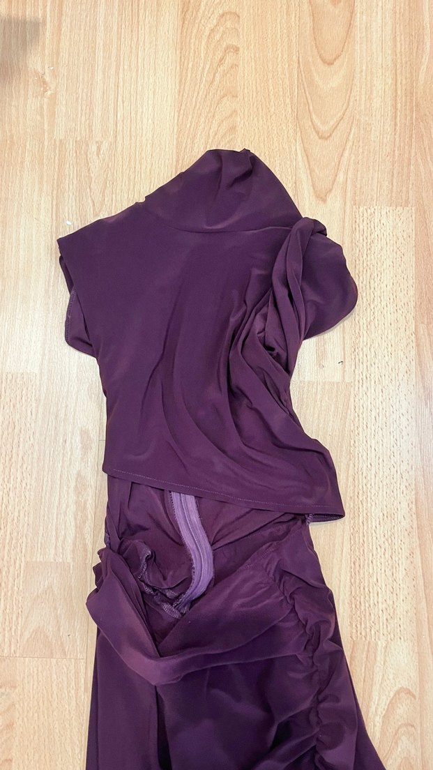 Mor Drapeli Midi Kadın Elbise - Görsel 2