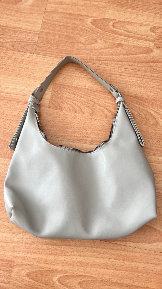 Gri Deri Fermuarlı Kadın Çanta - Görsel 2