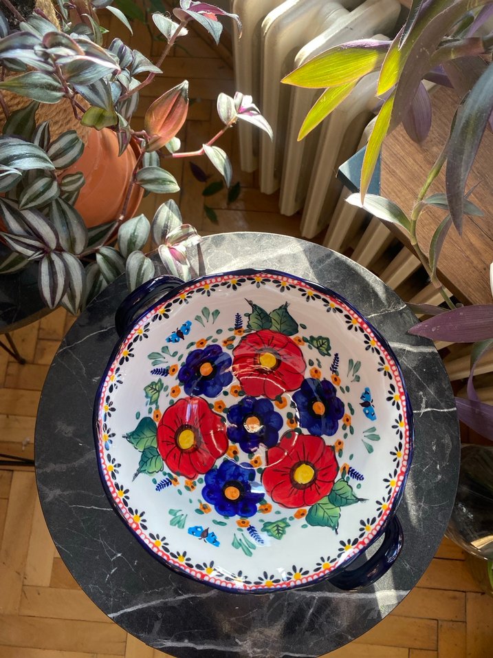 Çiçek Desenli Renkli Seramik Kase - Görsel 2