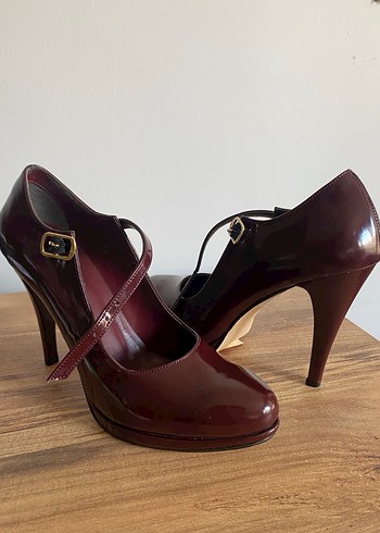 Bordo Bantlı Kadın Stiletto Topuklu Ayakkabı - Görsel 2