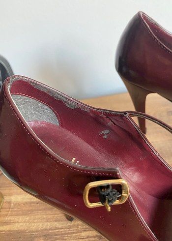 Bordo Bantlı Kadın Stiletto Topuklu Ayakkabı - Görsel 5