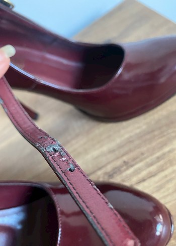 Bordo Bantlı Kadın Stiletto Topuklu Ayakkabı - Görsel 6