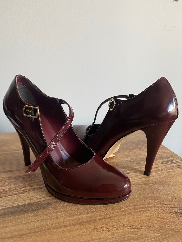 Bordo Bantlı Kadın Stiletto Topuklu Ayakkabı - Görsel 2